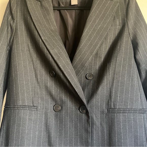 Charcoal Pinstripe Oversize Blazer - Picture 2 of 5